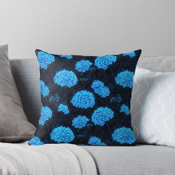 Item preview, Glowing Neon Blue Hydrangea Floral Pattern designed and sold by Owcomm.