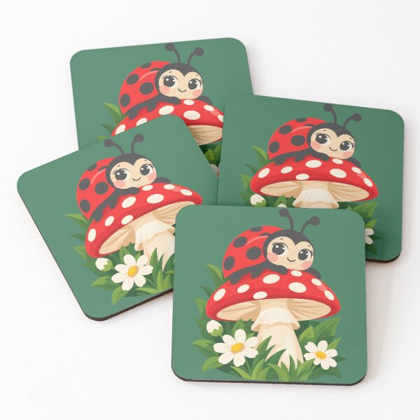 Item preview, Cute Ladybug Red Mushroom Cottagecore Garden designed and sold by karamram.