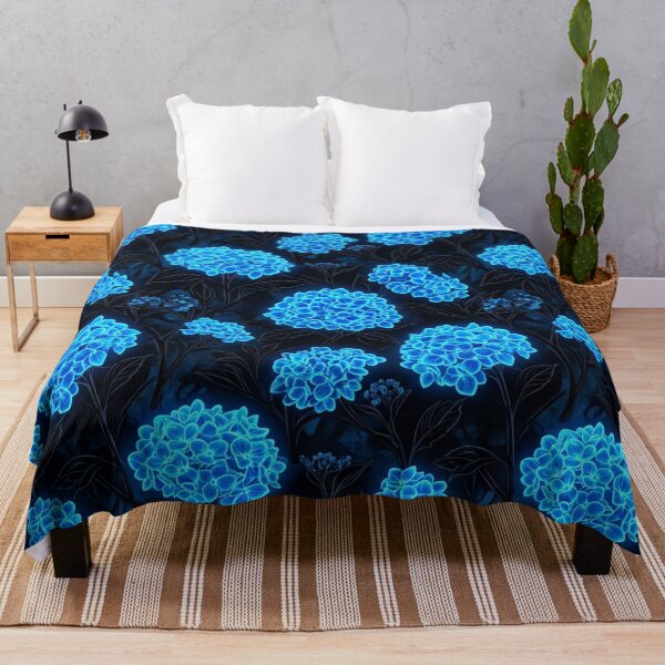 Item preview, Glowing Neon Blue Hydrangea Floral Pattern designed and sold by Owcomm.