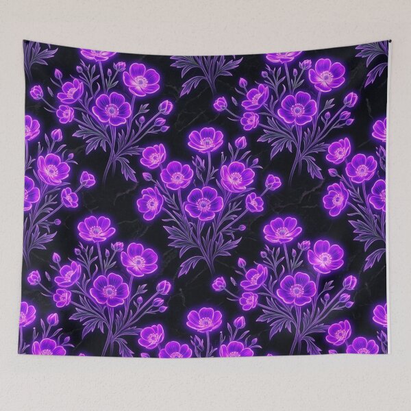 Item preview, Glowing Purple Neon Floral Botanical Pattern designed and sold by Owcomm.
