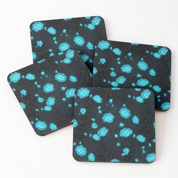 Item preview, Glowing Neon Cyan Roses Thorns Pattern designed and sold by Owcomm.