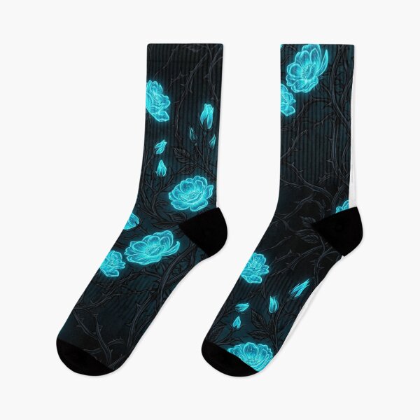Item preview, Glowing Neon Cyan Roses Thorns Pattern designed and sold by Owcomm.