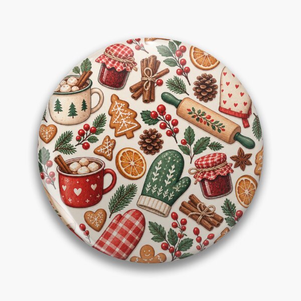 Item preview, Retro Winter Kitchen Christmas Baking Pattern designed and sold by Glottopia.