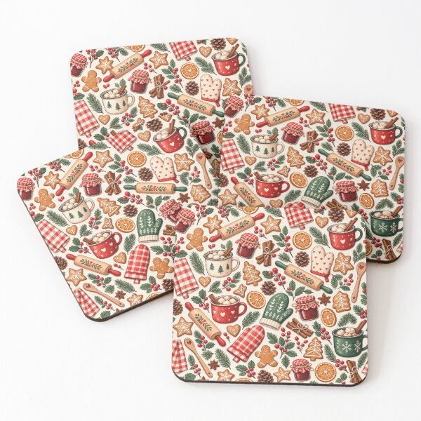 Item preview, Retro Winter Kitchen Christmas Baking Pattern designed and sold by Glottopia.