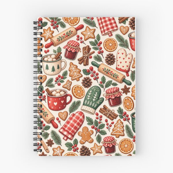 Item preview, Retro Winter Kitchen Christmas Baking Pattern designed and sold by Glottopia.