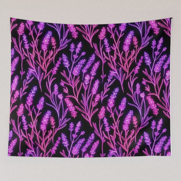 Item preview, Glowing Neon Pink Lavender Flower Pattern designed and sold by Owcomm.