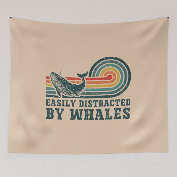 Item preview, Easily Distracted By Whales Vintage Retro Sunset Ocean Sea Life designed and sold by Dmetalx Art Apparel.