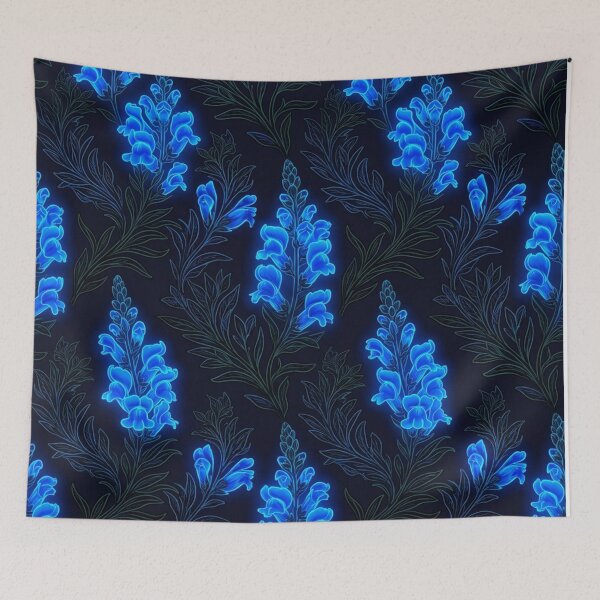 Item preview, Glowing Blue Snapdragons Floral Botanical Seamless Pattern designed and sold by Owcomm.