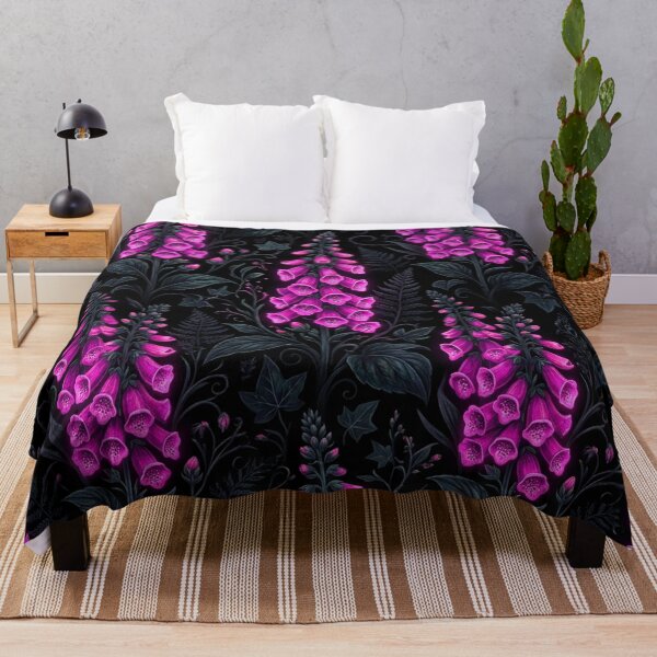 Item preview, Glowing Pink Foxglove Dark Floral Botanical Pattern designed and sold by Owcomm.