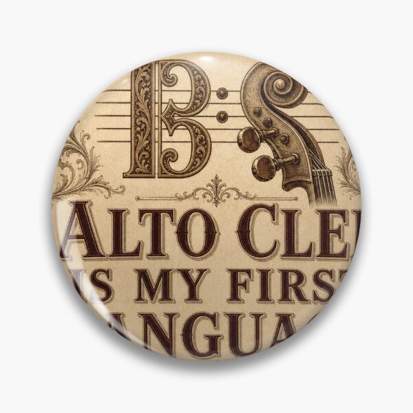 Item preview, Alto Clef Is My First Language Alto Clef Viola Badge designed and sold by BoosterShop.