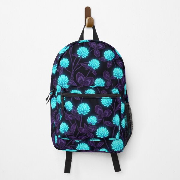 Item preview, Glowing Cyan Clover Floral Pattern On Dark Purple designed and sold by Owcomm.