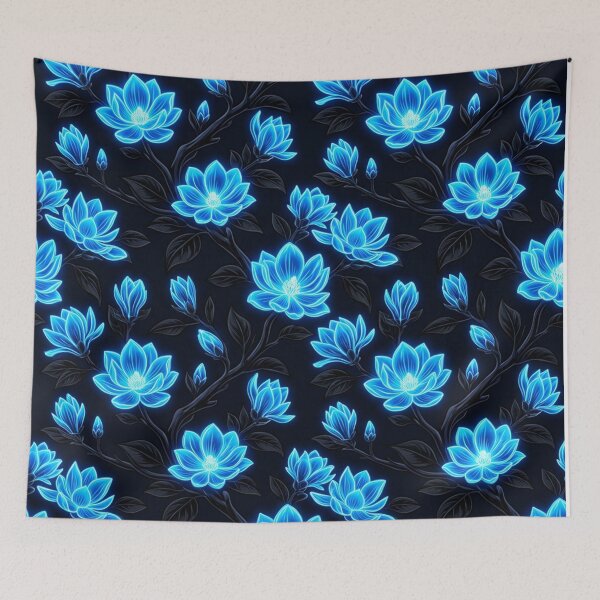 Item preview, Glowing Blue Lotus Flowers Floral Pattern designed and sold by Owcomm.