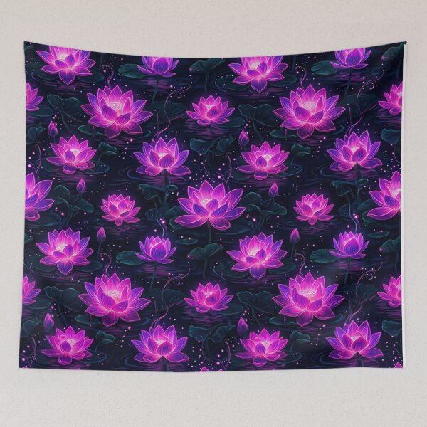 Item preview, Glowing Pink Neon Lotus Flower Pattern designed and sold by Owcomm.