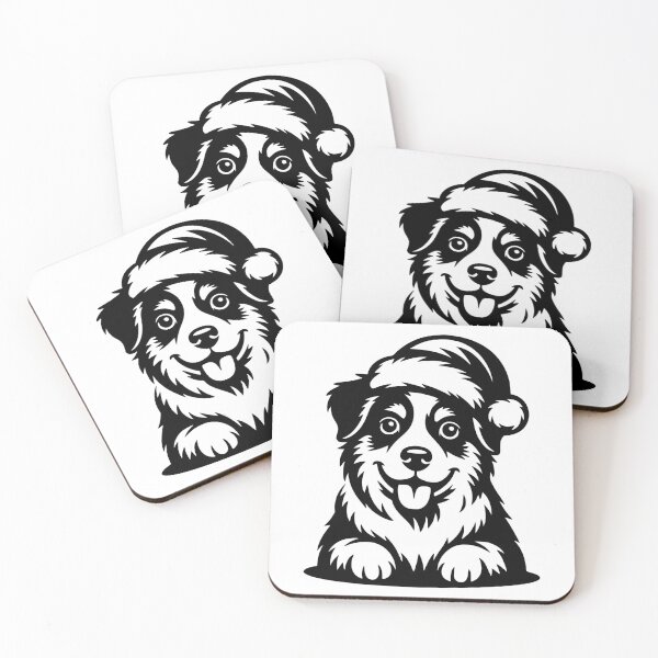 Item preview, Miniature American Shepherd in Santa Hat designed and sold by theartfulaspie.