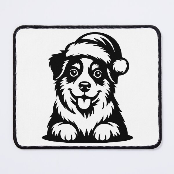 Item preview, Miniature American Shepherd in Santa Hat designed and sold by theartfulaspie.