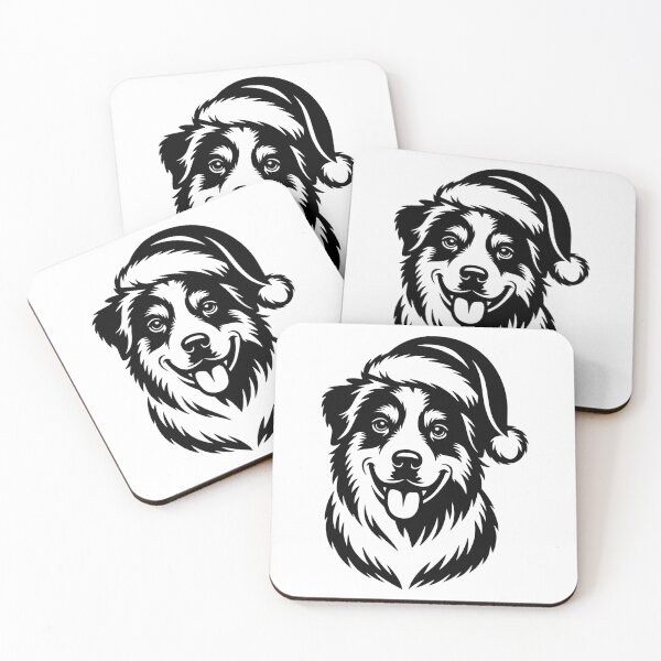 Item preview, Australian Shepherd in Santa Hat designed and sold by theartfulaspie.