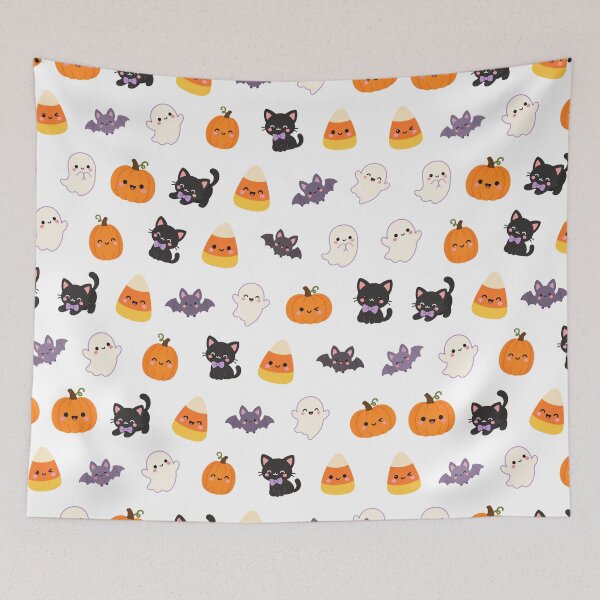 Item preview, Kawaii Halloween Ghost Cute Seamless Pattern Print designed and sold by Inkworksbyshery.