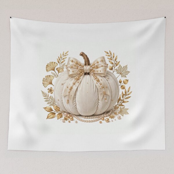 Item preview, Cream Bow Pumpkin Gold Luxury Thanksgiving designed and sold by ChotipahArt.
