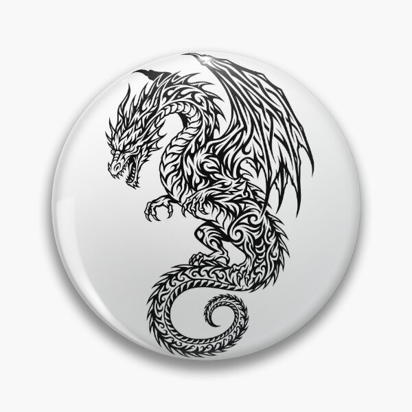 Item preview, Tribal Dragon Tattoo Design – Black Winged Dragon Art designed and sold by DragonSerpent Ink.