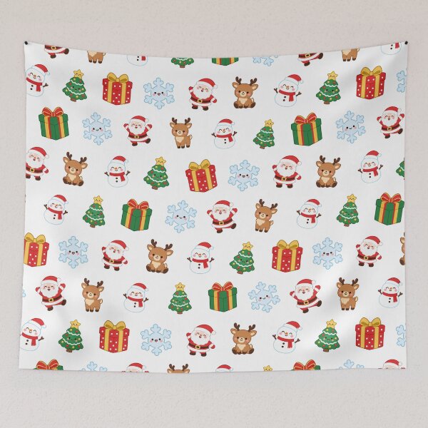 Item preview, Kawaii Christmas Santa Cute Seamless Pattern Print designed and sold by Inkworksbyshery.