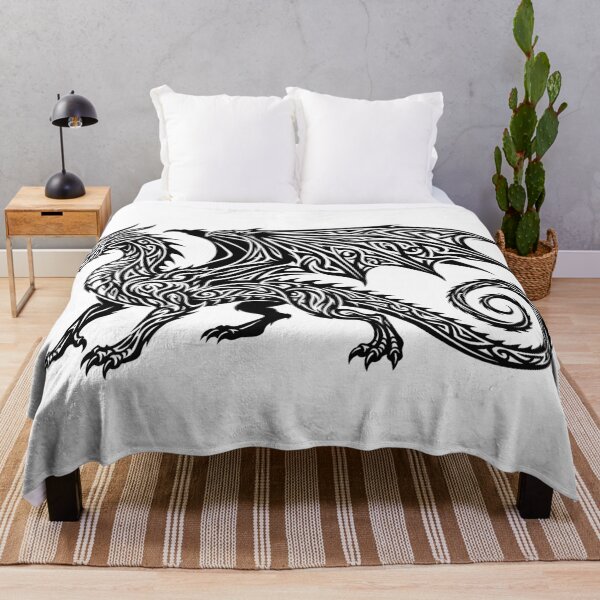 Item preview, Tribal Dragon Side View – Black Winged Dragon Celtic Tattoo Art designed and sold by DragonSerpent Ink.