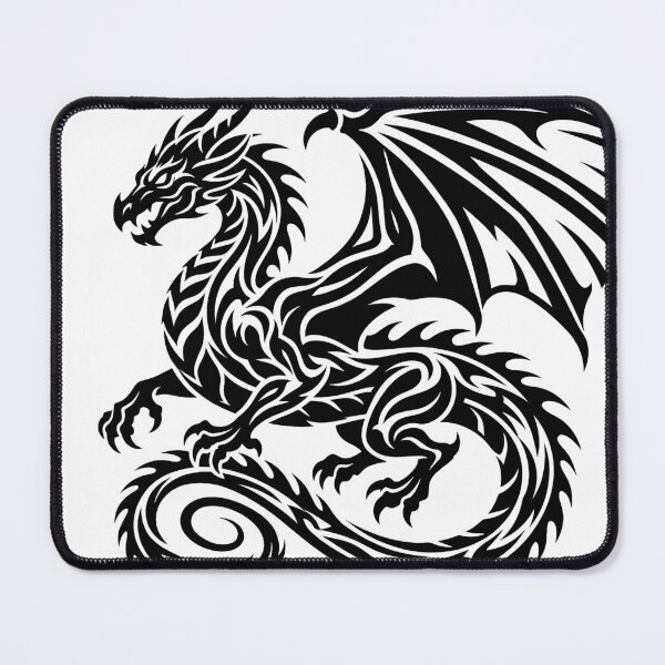 Item preview, Bold Tribal Dragon Silhouette – Minimalist Black Winged Dragon Tattoo Art designed and sold by DragonSerpent Ink.