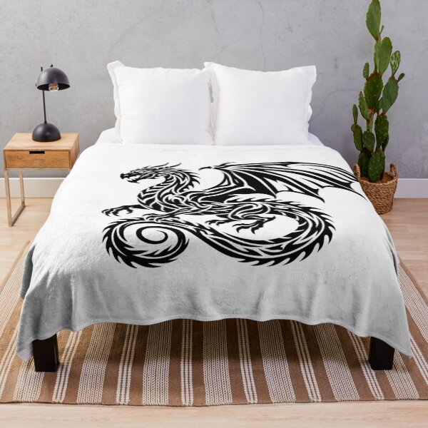 Item preview, Bold Tribal Dragon Silhouette – Minimalist Black Winged Dragon Tattoo Art designed and sold by DragonSerpent Ink.