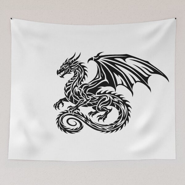 Item preview, Bold Tribal Dragon Silhouette – Minimalist Black Winged Dragon Tattoo Art designed and sold by DragonSerpent Ink.