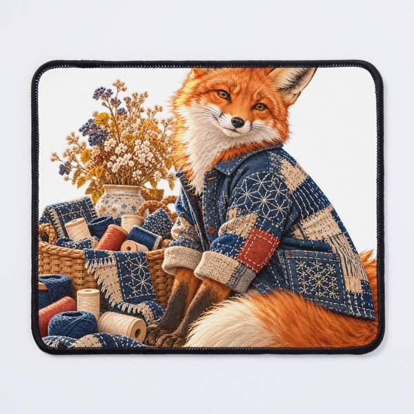 Item preview, Sashiko Fox in Indigo Patchwork Jacket designed and sold by Drip stamp.