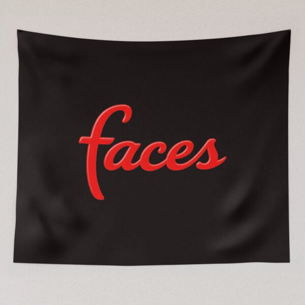 Item preview, Faces Retro Script Red White Outline Black Background designed and sold by Millle-Feuye.