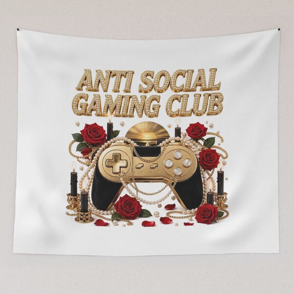 Item preview, Anti Social Gaming Club Red Rose Gold Gothic designed and sold by ChotipahArt.