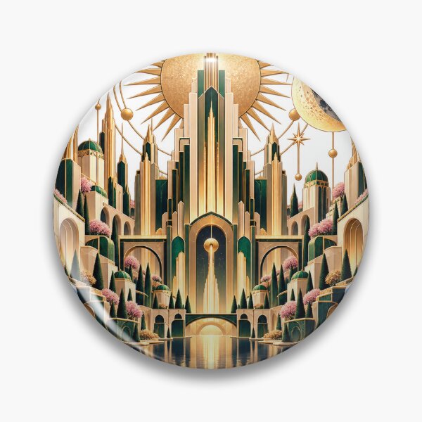 Item preview, Golden Celestial Art Deco Fantasy City designed and sold by Drip stamp.