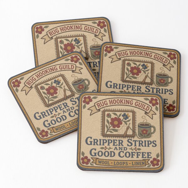 Item preview, Gripper Strips And Good Coffee Rug Hooking Frame Badge designed and sold by BoosterShop.