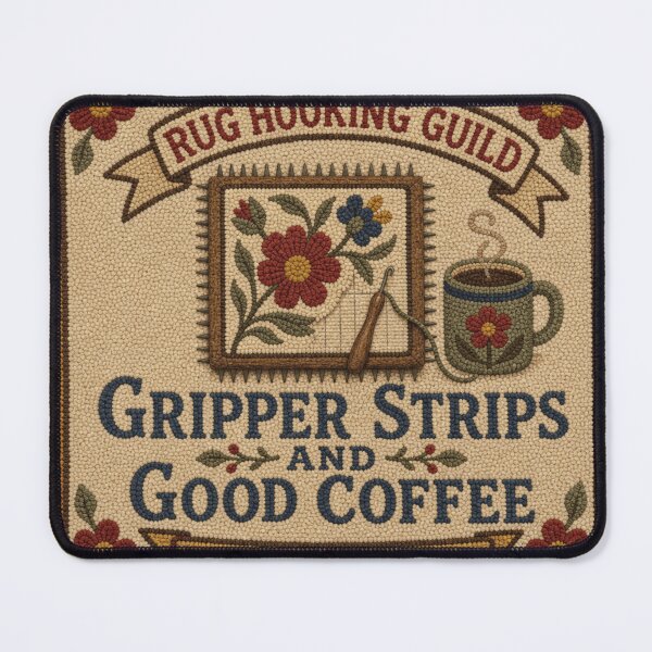 Item preview, Gripper Strips And Good Coffee Rug Hooking Frame Badge designed and sold by BoosterShop.
