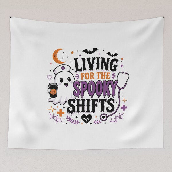 Item preview, Living for the Spooky Shifts – Neurospicy Nurse Halloween Humor designed and sold by CuteDesignables.