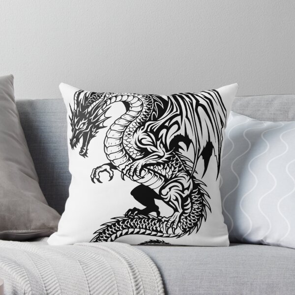 Item preview, Scaled Dragon Tattoo Design – Black Tribal Winged Dragon Art designed and sold by DragonSerpent Ink.