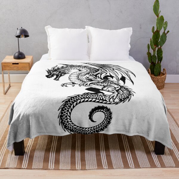 Item preview, Scaled Dragon Tattoo Design – Black Tribal Winged Dragon Art designed and sold by DragonSerpent Ink.