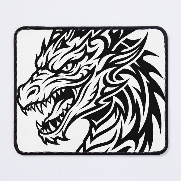 Item preview, Tribal Dragon Head Tattoo Design – Fierce Black Dragon Face Art designed and sold by DragonSerpent Ink.