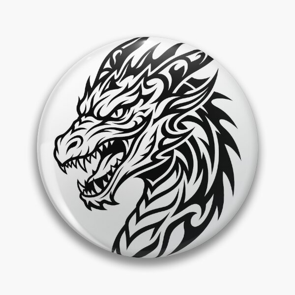 Item preview, Tribal Dragon Head Tattoo Design – Fierce Black Dragon Face Art designed and sold by DragonSerpent Ink.