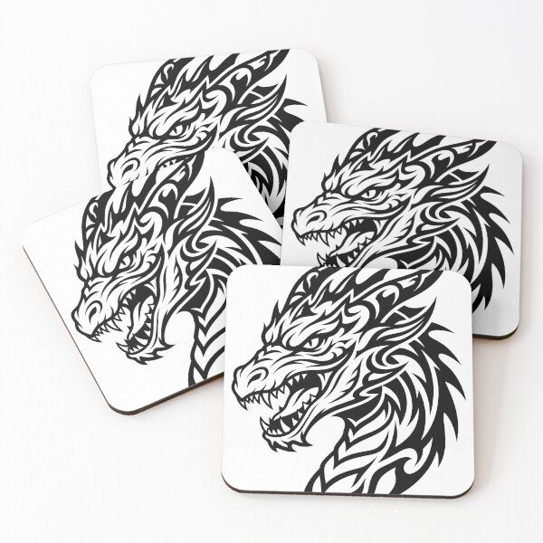 Item preview, Tribal Dragon Head Tattoo Design – Fierce Black Dragon Face Art designed and sold by DragonSerpent Ink.