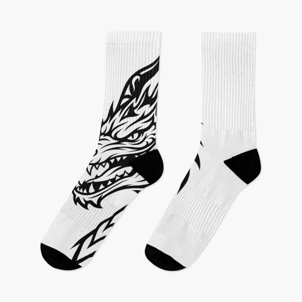 Item preview, Tribal Dragon Head Tattoo Design – Fierce Black Dragon Face Art designed and sold by DragonSerpent Ink.
