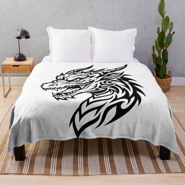 Item preview, Tribal Dragon Head Tattoo Design – Fierce Black Dragon Face Art designed and sold by DragonSerpent Ink.