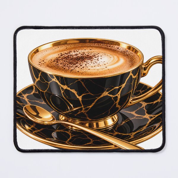 Item preview, Luxury Black and Gold Cappuccino Cup with Elegant Marble Design designed and sold by TinyWeird.