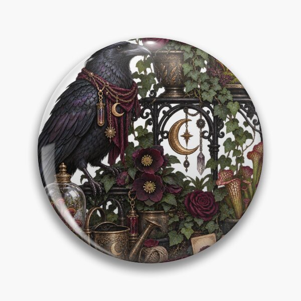 Item preview, Gothic Raven in Dark Botanical Greenhouse designed and sold by Drip stamp.