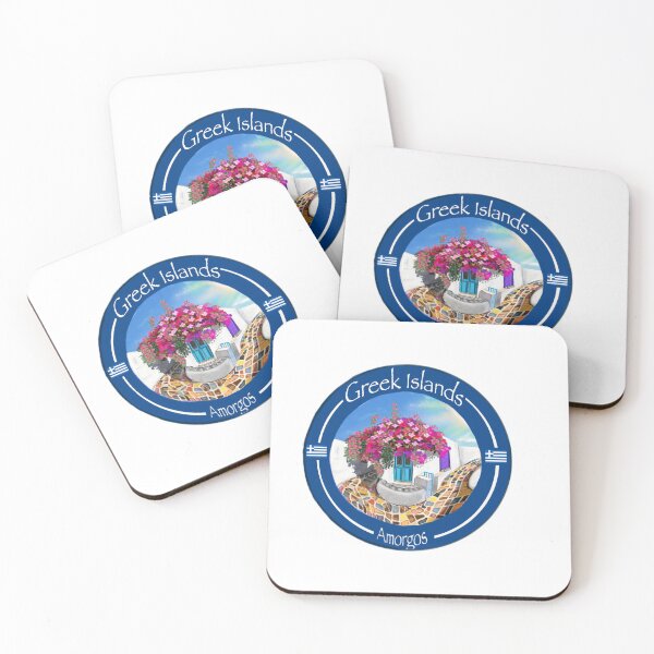 Item preview, Amorgos — Greek Islands Badge, Bougainvillea Alley in the Cyclades designed and sold by Cobalt & Stone Art.