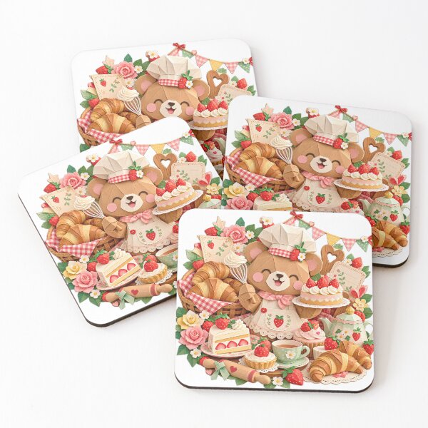 Item preview, Origami Bear Baker with Strawberry Pastries designed and sold by Drip stamp.