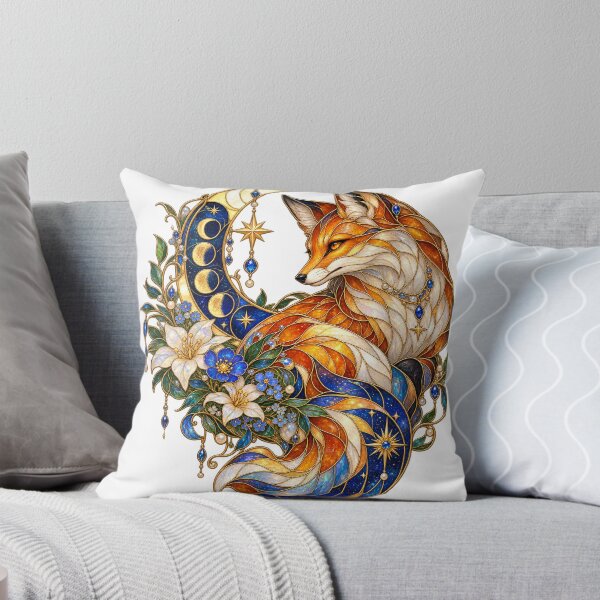 Item preview, Stained Glass Celestial Fox and Crescent Moon designed and sold by Drip stamp.