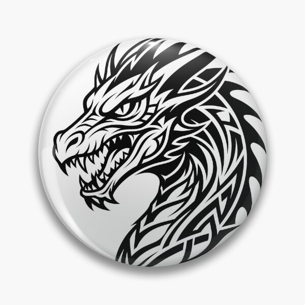Item preview, Tribal Dragon Head Logo Design – Clean Black Dragon Mascot Tattoo Art designed and sold by DragonSerpent Ink.