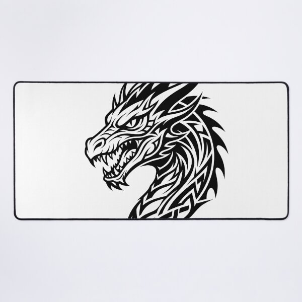 Item preview, Tribal Dragon Head Logo Design – Clean Black Dragon Mascot Tattoo Art designed and sold by DragonSerpent Ink.