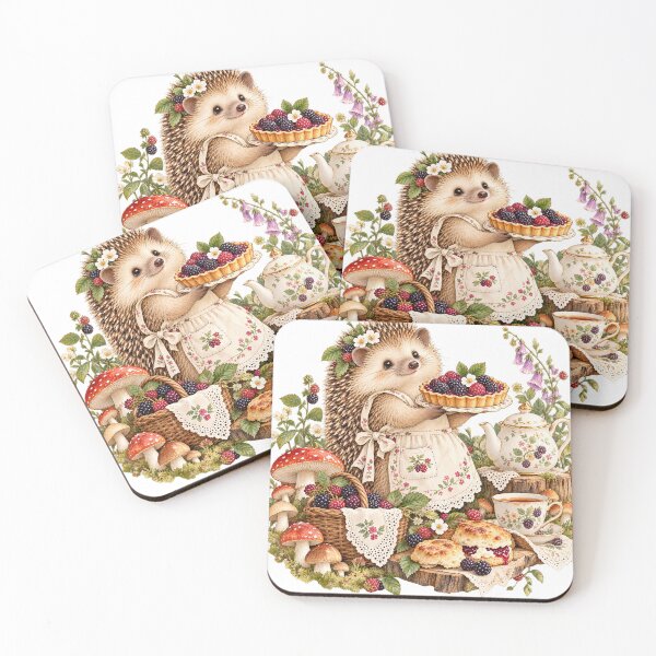 Item preview, Watercolor Hedgehog Baker with Blackberry Tart designed and sold by Drip stamp.